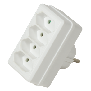 Socket adapter, 4x Euro, 2300W/250V, white