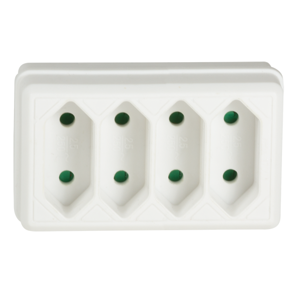 Socket adapter, 4x Euro, 2300W/250V, white