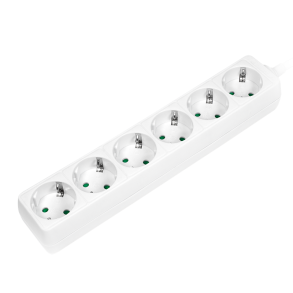 Socket outlet 6-way, 1.5m, white
