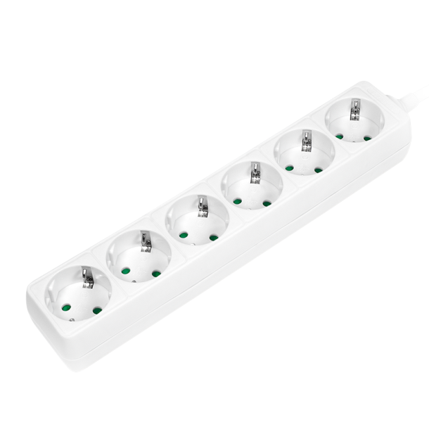 Socket outlet 6-way, 1.5m, white