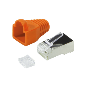 Plug connector Cat.6 RJ45 100pcs. set, shielded, orange