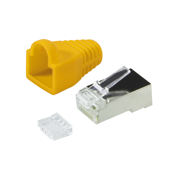 Plug connector Cat.6 RJ45 100pcs. set, shielded, yellow