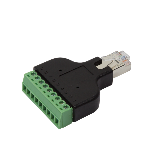 RJ45 male to 8 pin screw terminal adapter