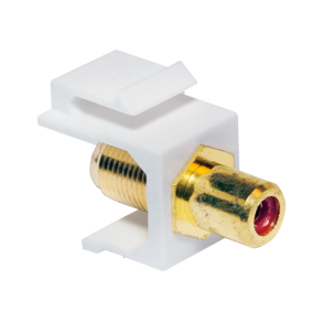 Keystone inline coupler RCA female > F female - red