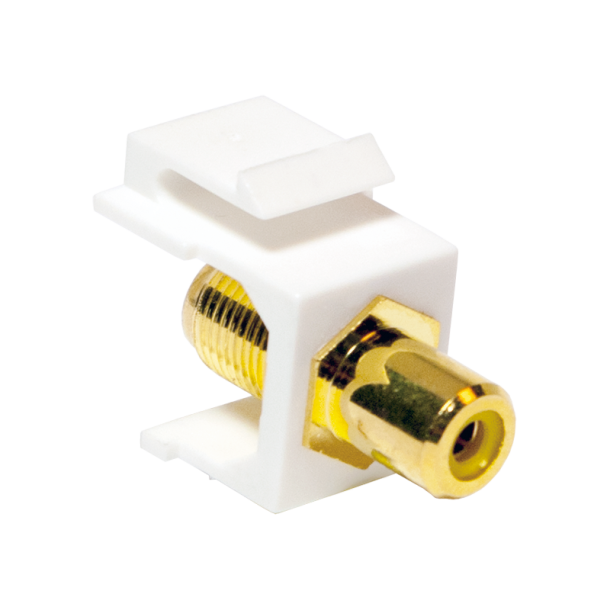 Keystone inline coupler RCA female > F female - yellow