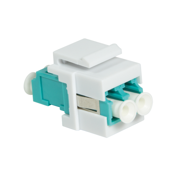 Keystone inline coupler LC Duplex Multimode, aqua/white