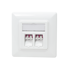 Keystone Face Plate with 2 LC-Duplex Adapters, white