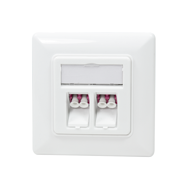 Keystone Face Plate with 2 LC-Duplex Adapters, white