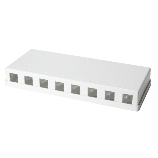 Keystone surface mount box 8 port UTP, white, blank