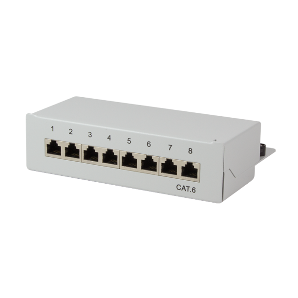 Patch panel desktop Cat.6, 8-port, shielded, grey