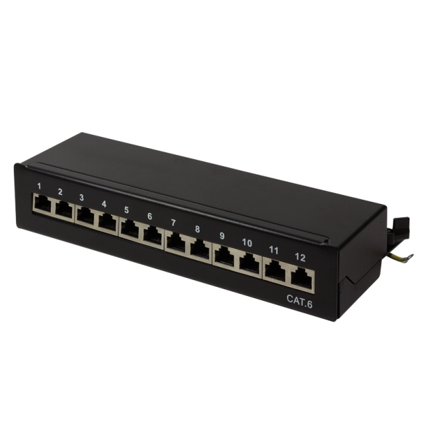 Patch panel desktop/wall Cat.6 STP 12 ports, black