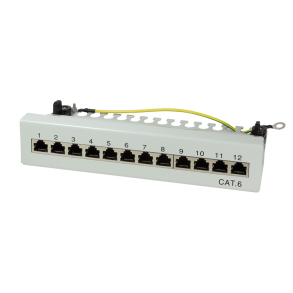 Patch panel for desktop/wall Cat.6 STP 12 ports, light grey