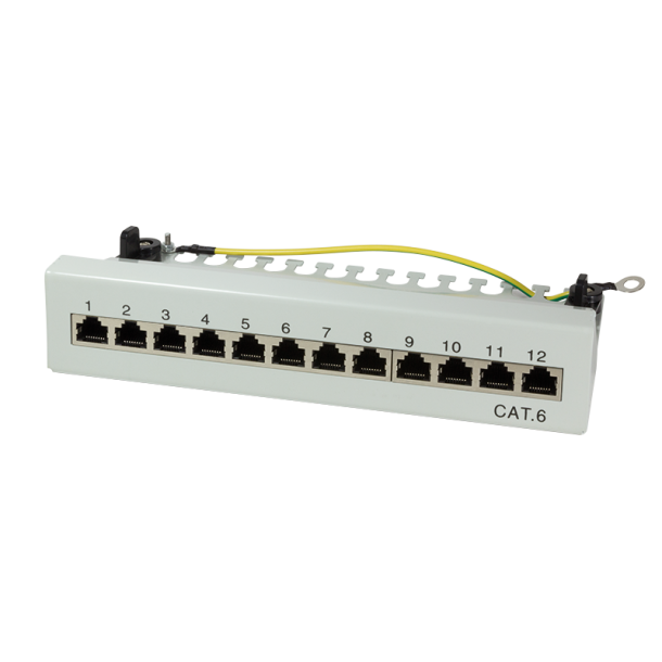 Patch panel for desktop/wall Cat.6 STP 12 ports, light grey