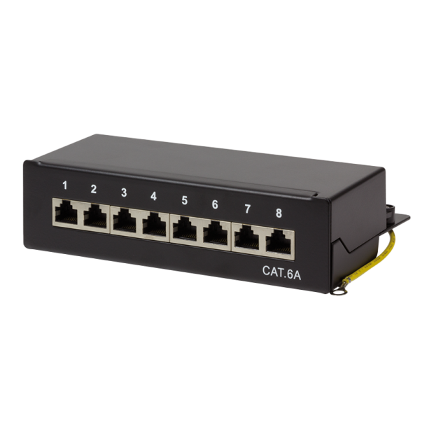 Patch panel desktop Cat.6A STP 8 ports, black