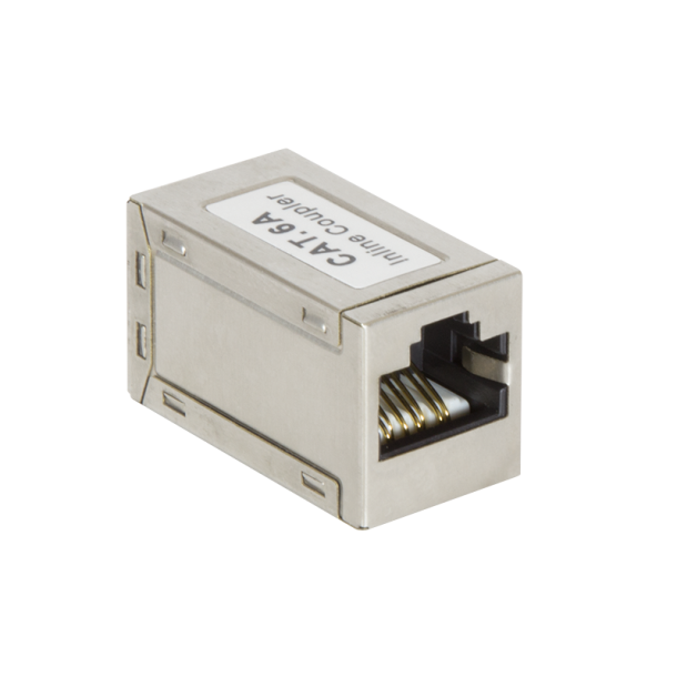 Inline coupler 1:1 Cat.6A 10GE RJ45 STP, metal housing, ultr