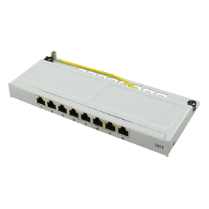 Mini patch panel Cat.6 STP 8-port, half unit height, grey