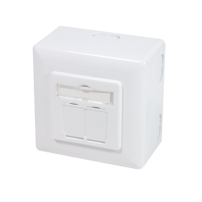 Cat.6A wall outlet 2xRJ45 shielded, w. backbox, signal white