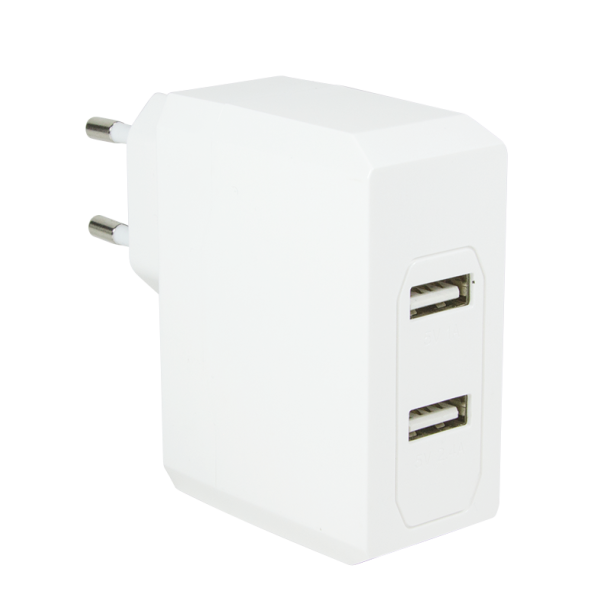 USB power socket adapter, 2x USB ports, 17W