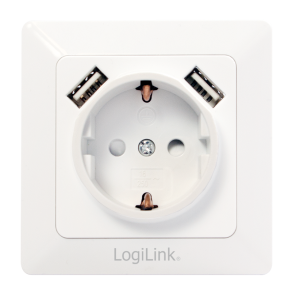 2-port USB wall outlet with 1x safety socket