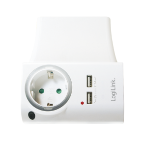 USB power socket adapter, 2x USB ports with phone holder