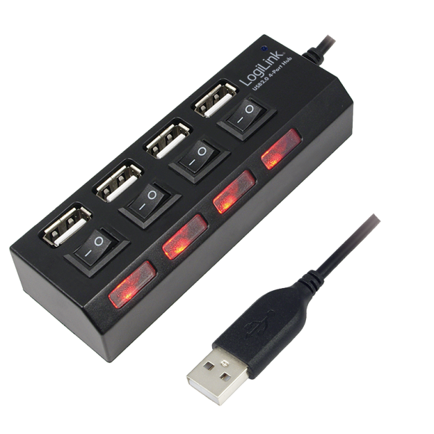 USB 2.0 HUB, 4-port, with ON/OFF switch