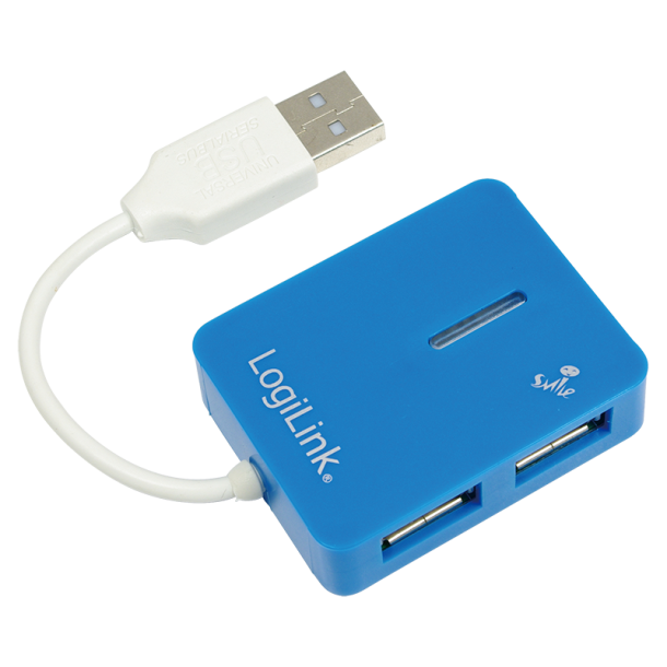 USB 2.0 hub 4-port, Smile, blue