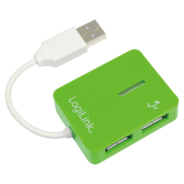 USB 2.0 hub 4-port, Smile, green