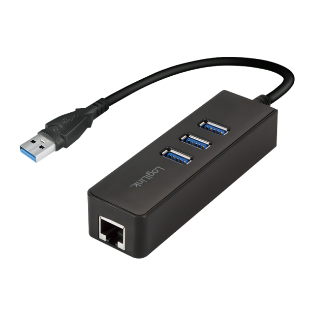 USB 3.0 type A to gigabit adapter to 1x RJ45 and 3x USB 3.0