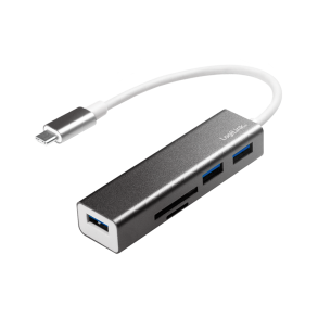 USB 3.2 Gen 1x1 USB-C 3-port hub, with card reader