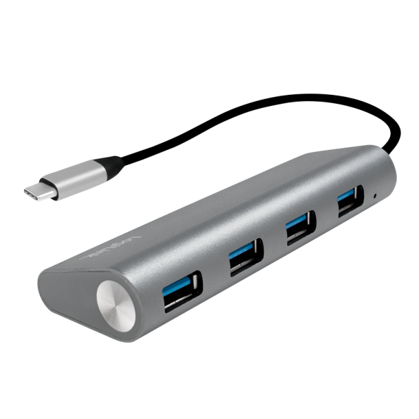 USB 3.2 Gen 1x1 USB-C 4-port hub, with aluminum casing