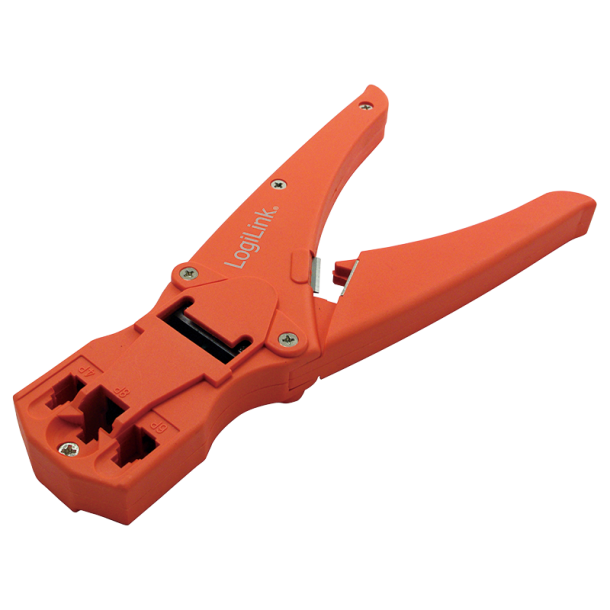 Crimping tool for RJ11/12/45 modular plugs, plastic