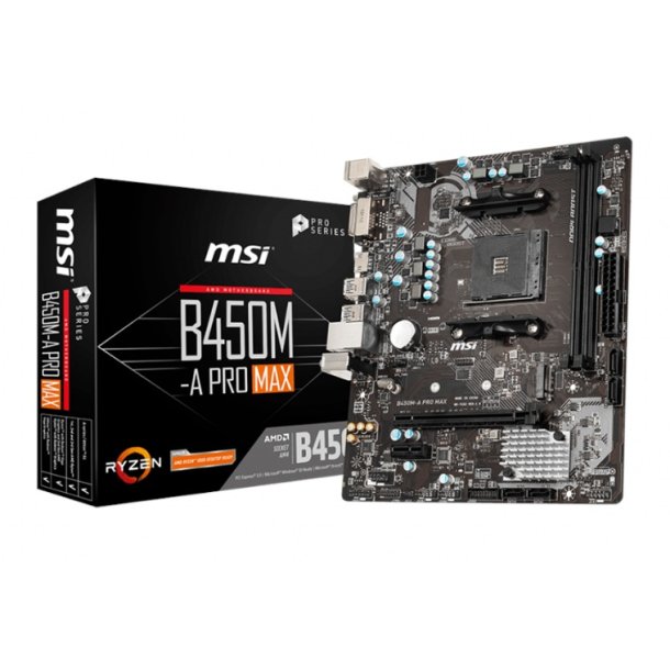 MSI B450M-A PRO MAX Bundkort - AMD B450 - AMD AM4 socket - DDR4 RAM - Micro-ATX