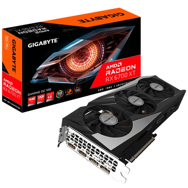 GIGABYTE Radeon RX 6700 XT GAMING OC - 12GB GDDR6 RAM - Grafikkort