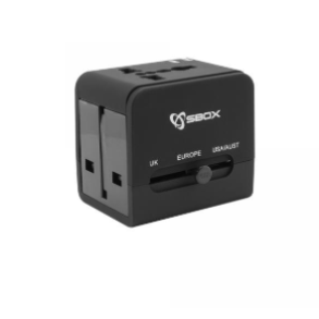 UNIVERSAL TRAVEL ADAPTER + USB CHARGER SBOX TA-23