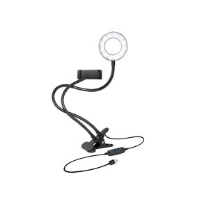 LogiLink LED Ring Fill Light for Smartphone, 8.5 cm, black