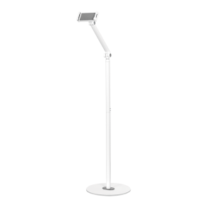 Floor stand for mobile devices, tiltable, rotatable and swiveling