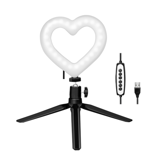 Heart-shaped LED tripod with lighting control, RGB