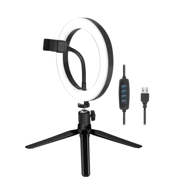 Smartphone ring light with tripod and controller,  20 cm