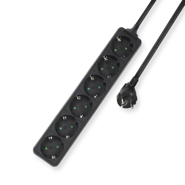 ACT Power Strip, 6 sockets, 3 m, black