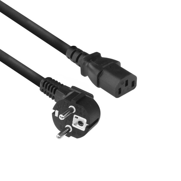 ACT Powercord mains connector CEE 7/7 male (angled) - C13 black 2 m