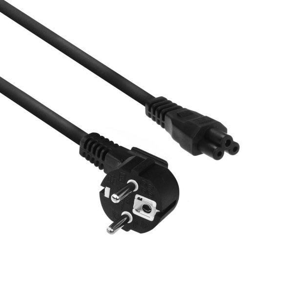 ACT Powercord mains connector CEE7/7 male (angled) - C5 black 2 m, Zip Bag