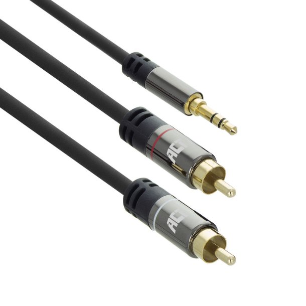 ACT 1.5 meter High Quality audio connection cable 1x 3.5mm stereo jack male - 2x RCA male, Zip Bag