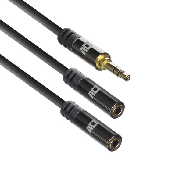 ACT 0.15 meters High Quality audio splitter cable 3.5 mm jack male - 2x female