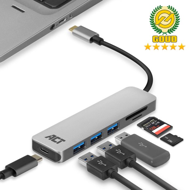 ACT USB-C - 3XUSB-A, PD,CARD READ.