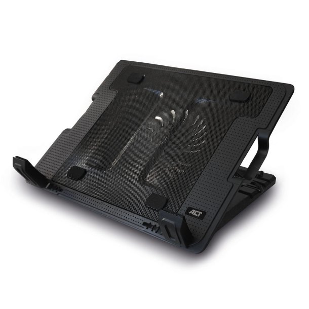 ACT Laptop stand, with fan, 5 positions height adjustable, 2-port hub