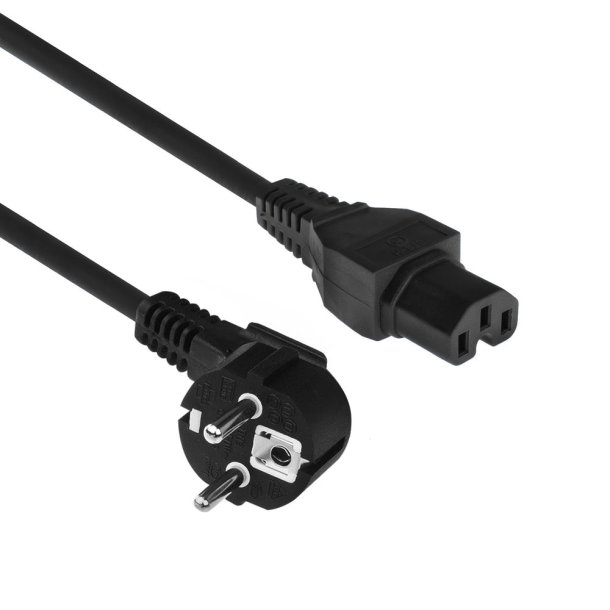 ACT Powercord mains connector CEE 7/7 male (angled) - C15 black 1.5 m