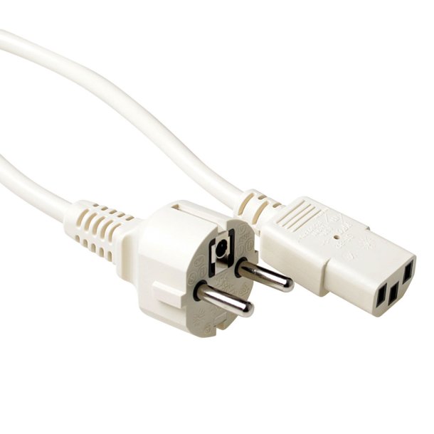 ACT Powercord mains connector CEE 7/7 male (straight) - C13 ivory 2.5 m