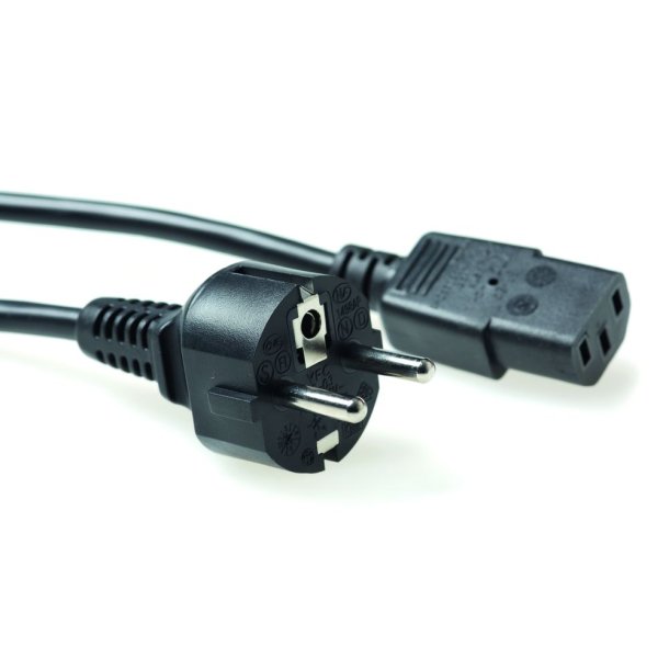 ACT Powercord mains connector CEE 7/7 male (straight) - C13 black 1.5 m