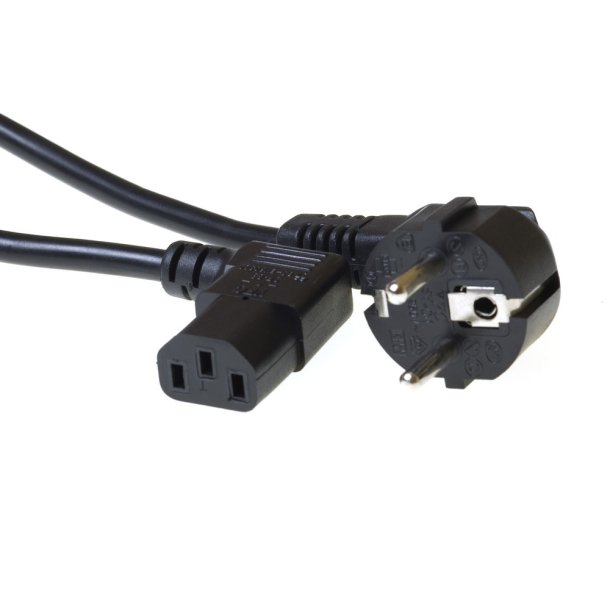 ACT Powercord mains connector CEE 7/7 male (angled) - C13 (angled) black 2 m