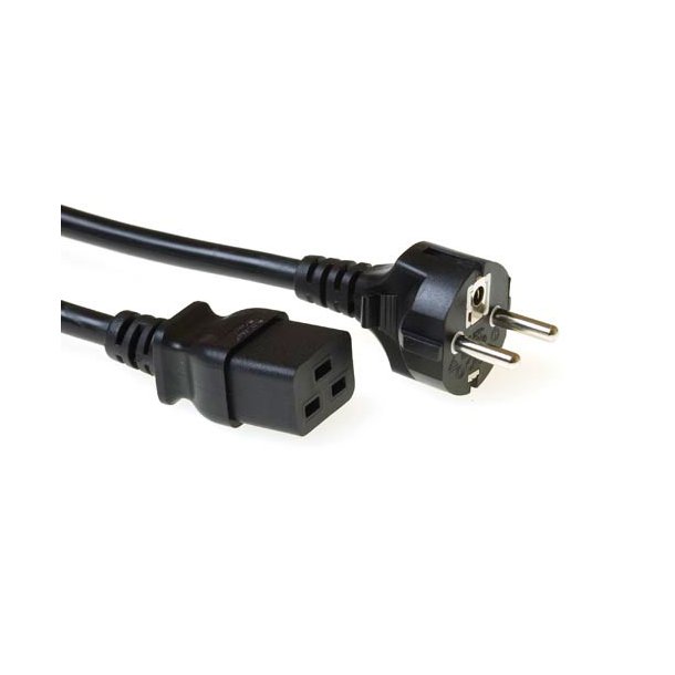 ACT Powercord mains connector CEE 7/7 male (straight) - C19 black 3 m